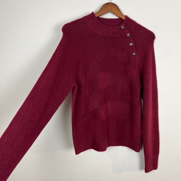 J Crew Sweater Womens Medium Maroon Button Preppy‎ Extra Soft Yarn Wool Blend M - Picture 4 of 13